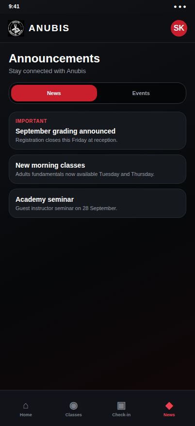 Anubis academy news, camps, seminars, and events